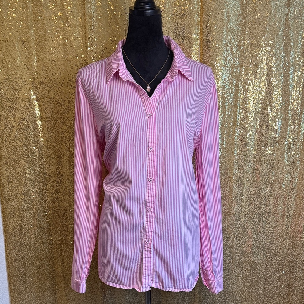 Princess Polly Pink and White Striped Top 100% cotton